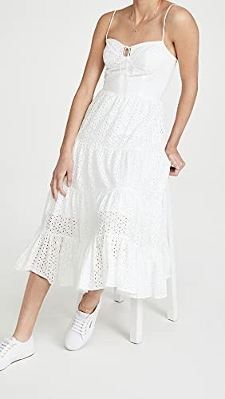 Wayf Timber Bustier Midi Dress eyelet White Small A001333